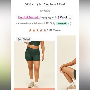 Girlfriend Collective High Rise Run Short S Moss Green